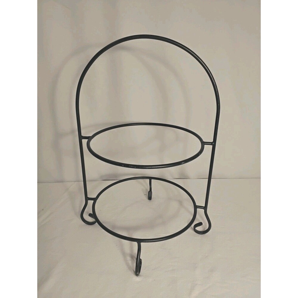 Plate Rack Black Metal Wraugt Iron Three Tier